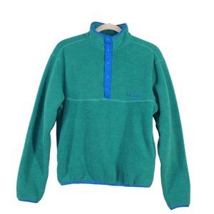 LL Bean Rustic Green Classic Fleece Oversized Pullover Sweater XS